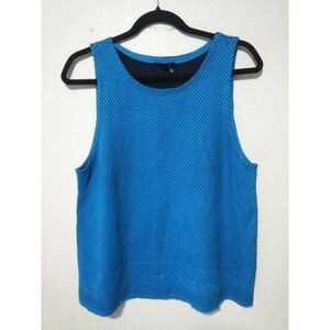 Tahari Tank Medium Round Neck Thick Jersey Blue